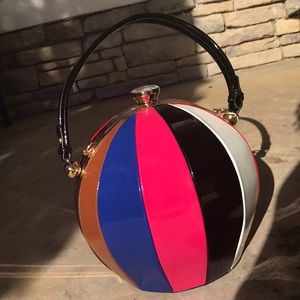 Multi-color patent leather bowling ball purse